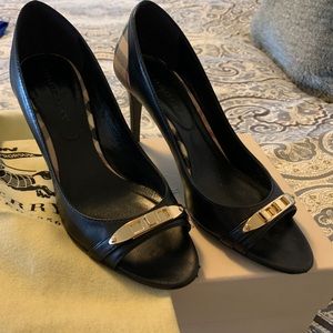 Burberry Haymarket Peep Toe Pumps